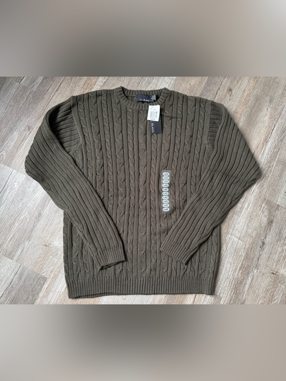 VTG BILL BLASS Cable Knit Crewneck Sweater Grandpa Sweater Olive Green Size XL